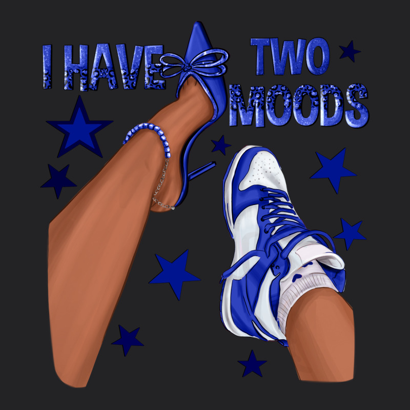 I Have Two Moods Royal Blue Sneakers Afro Girl Vintage Tee by texasbilliewilder | Teevron