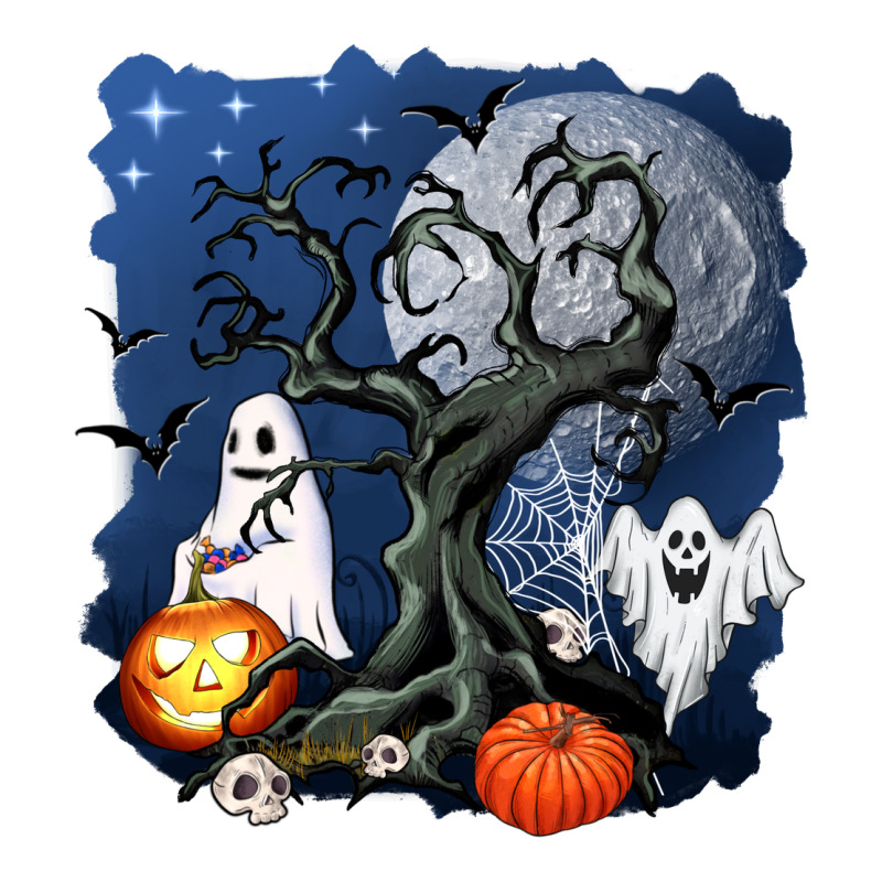Halloween Tree And Ghosts Long Sleeve Tee by AdoDesignShop | Teevron
