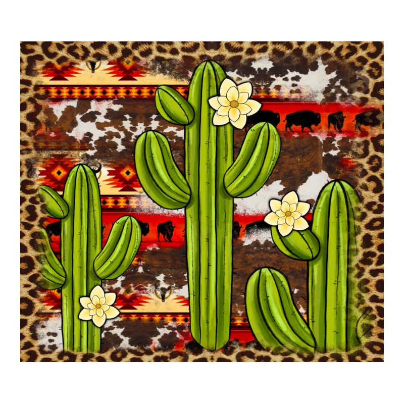 Aztec Cowhide Cactus Background Premium Tee by Artiststas | Teevron
