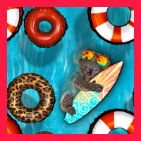 Koala At The Pool Seamless Pattern Zipper Hoodie | Teevron