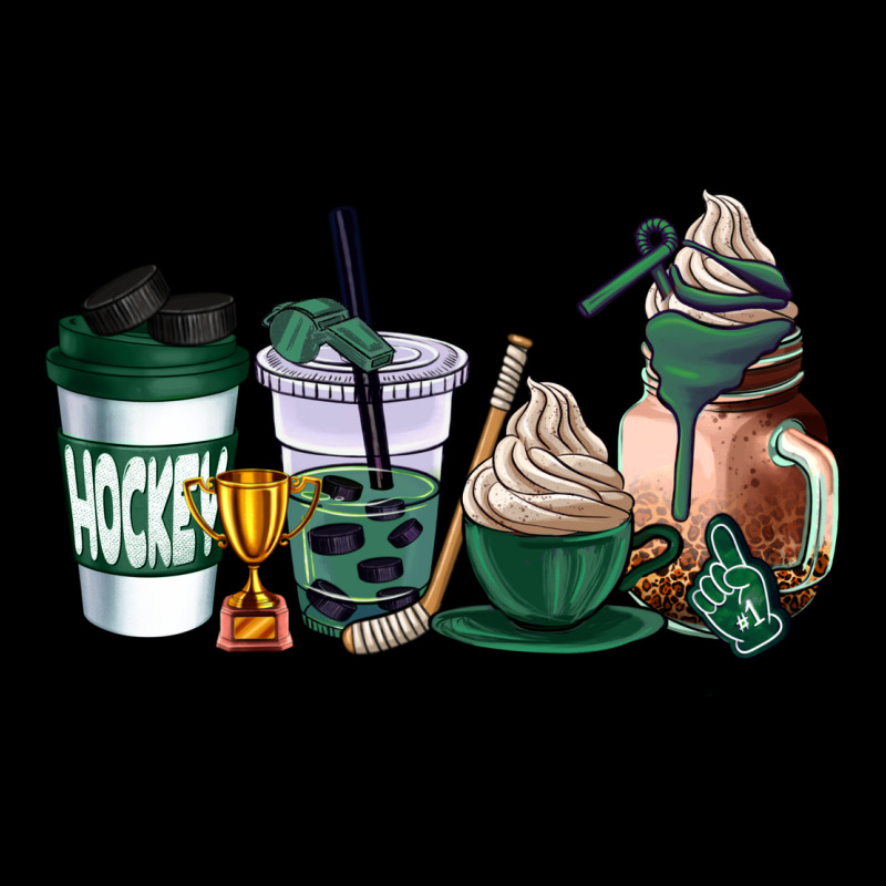 Hunter Green Hockey Coffee Cups Long Sleeve Tee by AdoDesignShop | Teevron