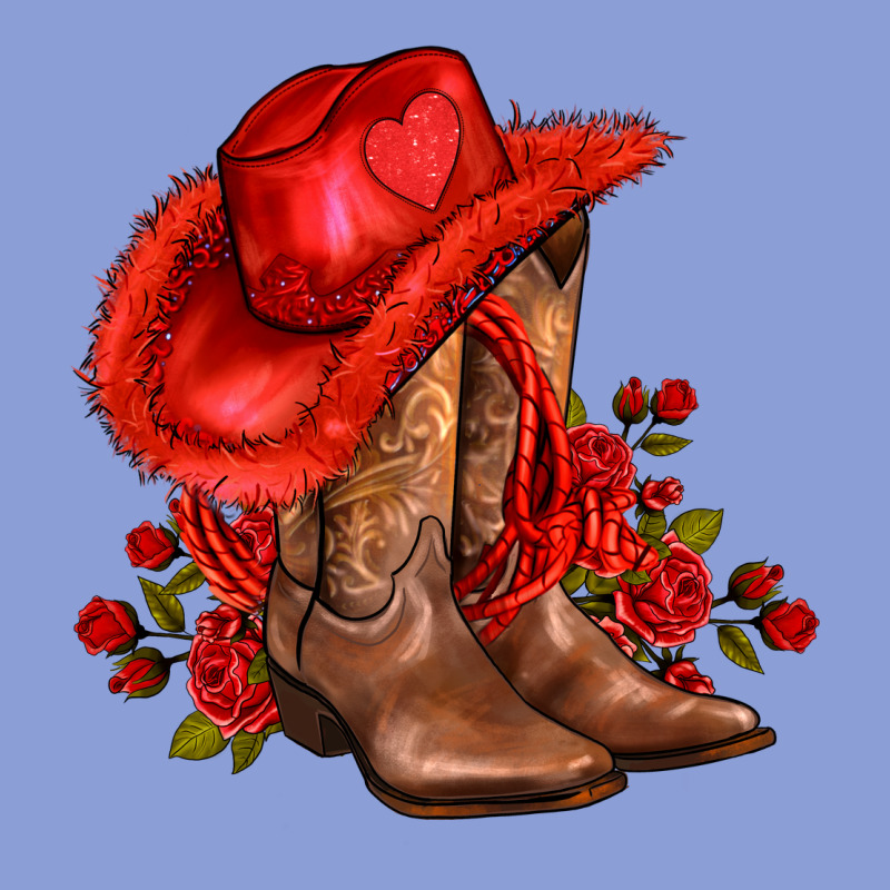 Valentines Day Cowboy Boots Red  And Roses Long Sleeve Tee by AdoDesignShop | Teevron