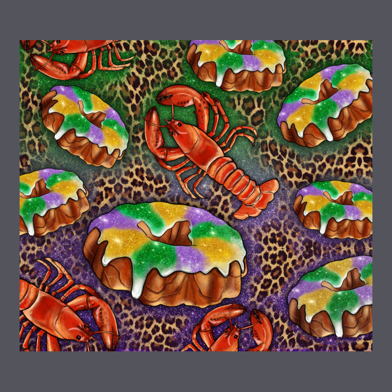 Mardi Gras King Cake And Crawfish Vintage Hoodie by RanaPortraitStore | Teevron