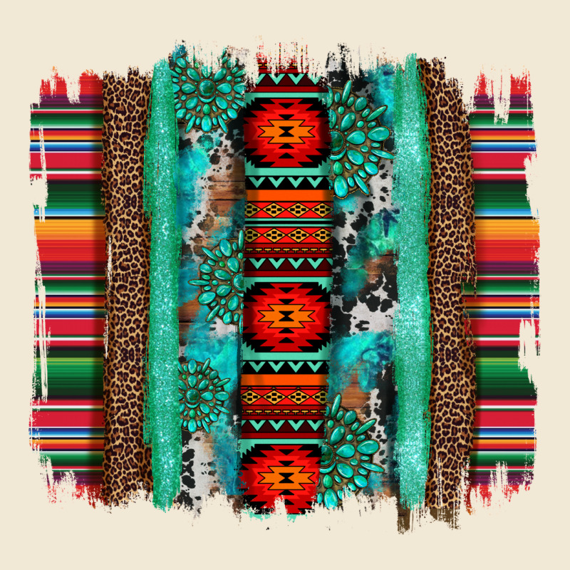 Serape Aztec Leopard And Turquoise Glitter With Gemstone Brushstroke Premium Tee by Artiststas | Teevron