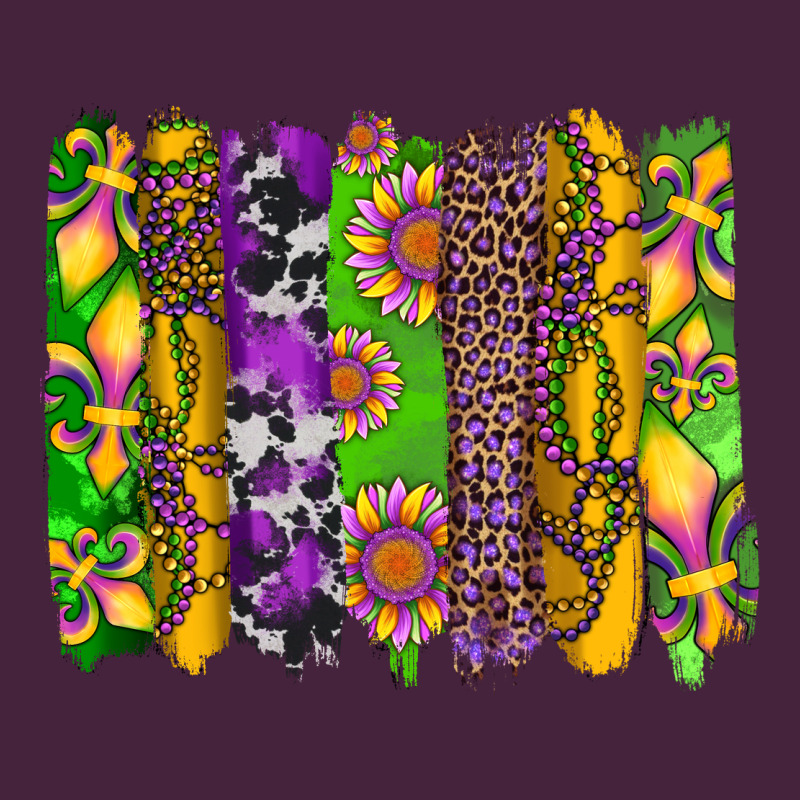 Mardi Gras Sunflower Fleur De Lis Leopard Cowhide Brushstrokes Premium Tee by Artiststas | Teevron