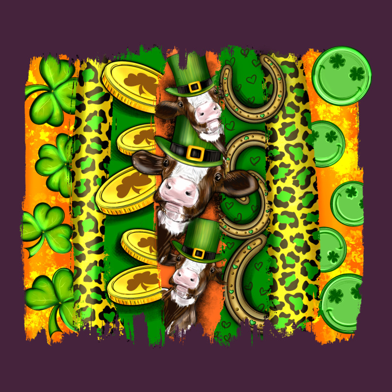 St Patricks Cow And Coin Wıth Clovers And Leopard Brushstrokes Premium Tee by Artiststas | Teevron