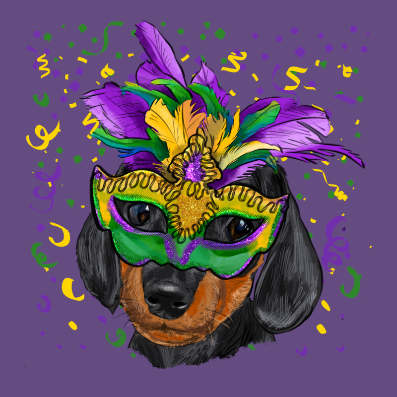 Mardi Gras Dachshund Puppy With Mask Vintage Hoodie by RanaPortraitStore | Teevron