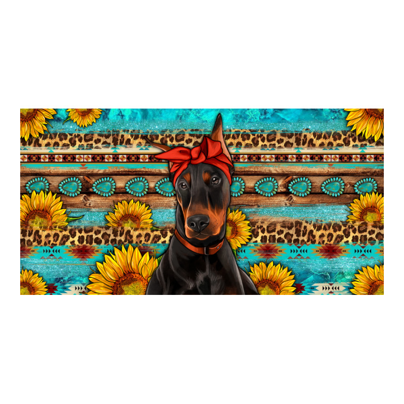 Doberman With Sunflowers License Plate Zipper Hoodie by Artiststas | Teevron