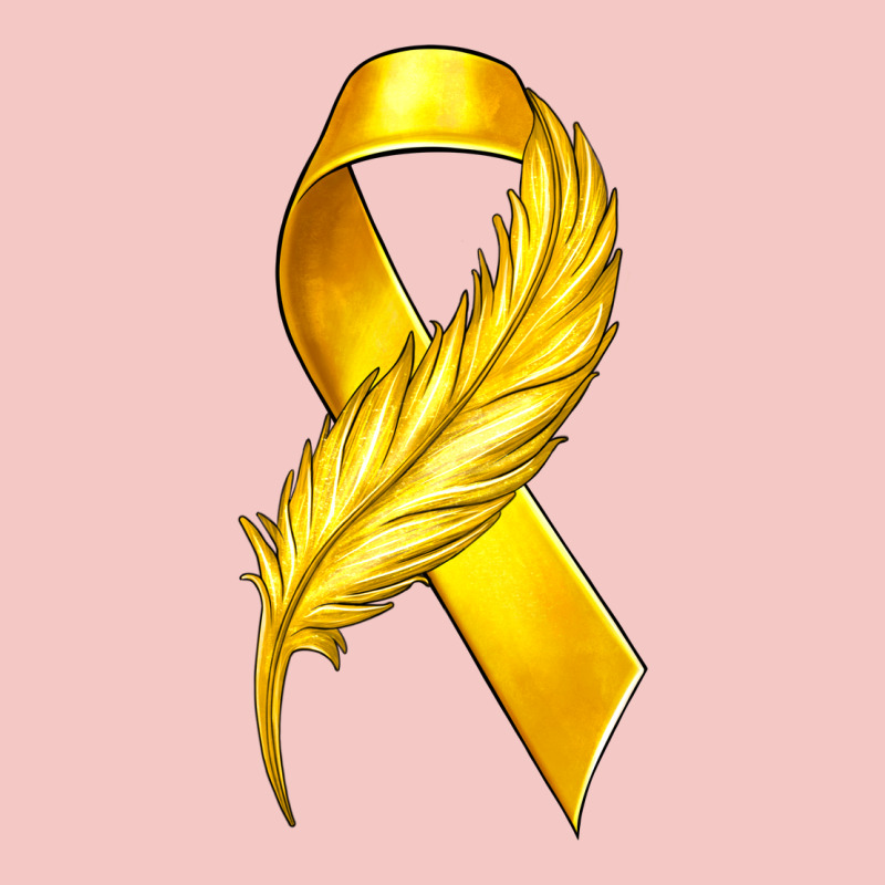 Childhood Cancer Ribbon With Feather Urban Heavy Tee by texasbilliewilder | Teevron