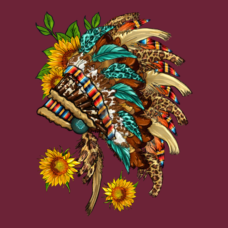 Indian Headdress With Pattern And Sunflowers Long Sleeve Tee by HRA Design Shop | Teevron