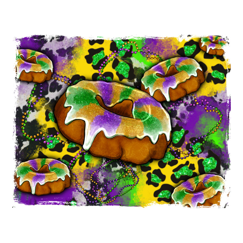 Mardi Gras Cake Glitterleopard And Cowhide Background Premium Tee by Artiststas | Teevron