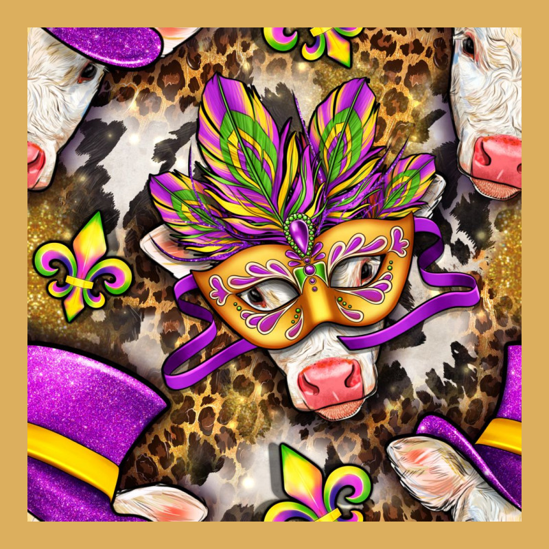 Mardi Gras Cow With Carnival Mask Seamless Pattern Premium Hoodie by BundleAndBundleShop | Teevron