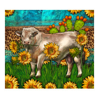 Western Charolais Bull With Sunflowers | Teevron