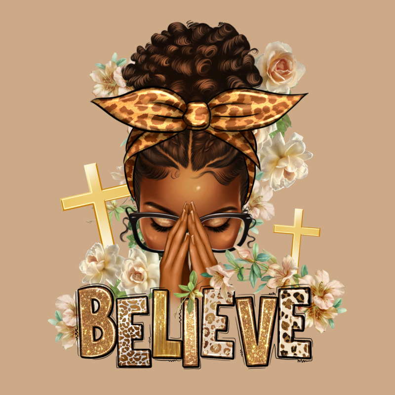 Believe Praying Afro Messy Bun Vintage Hoodie by texasbilliewilder | Teevron