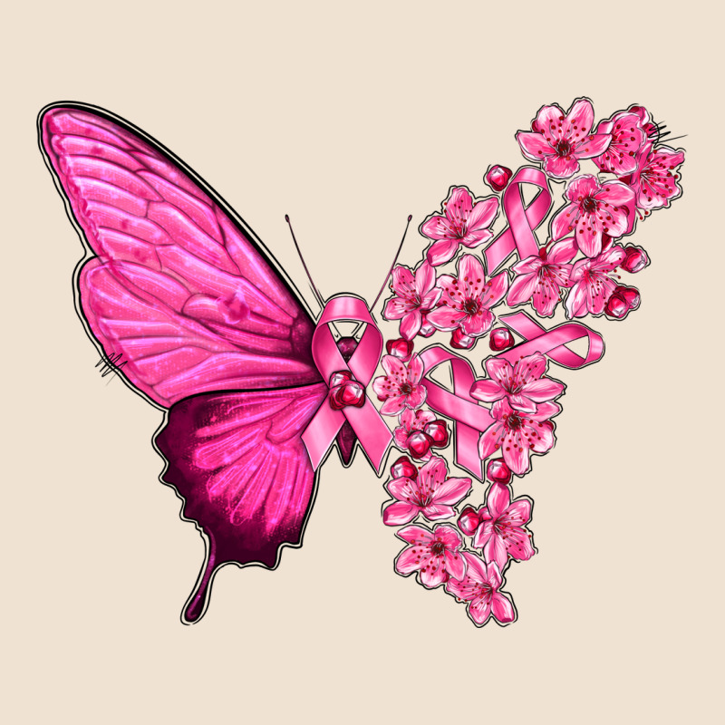 Pink Flowers And Breast Cancer Ribbon Butterfly Urban Heavy Tee by texasbilliewilder | Teevron