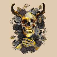 Bull Human Skull With Gold Roses Heavyweight Sweatshirt | Teevron