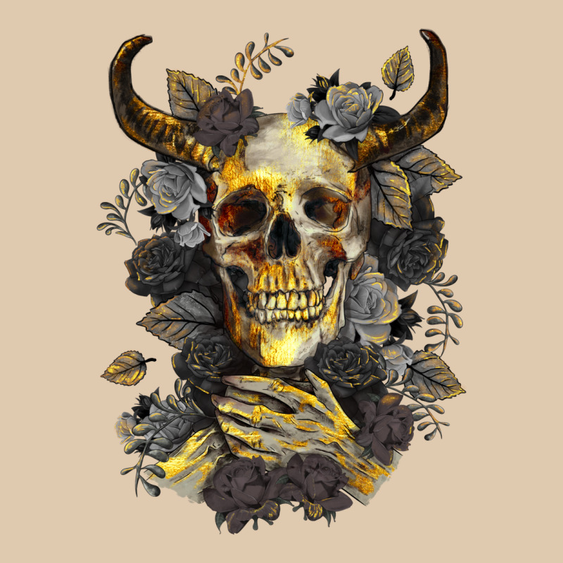 Bull Human Skull With Gold Roses Heavyweight Sweatshirt by RanaPortraitStore | Teevron