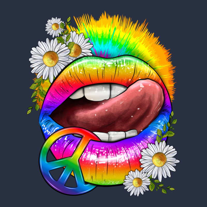Rainbow Lips With Daisies Heavyweight Sweatshirt by texasbilliewilder | Teevron