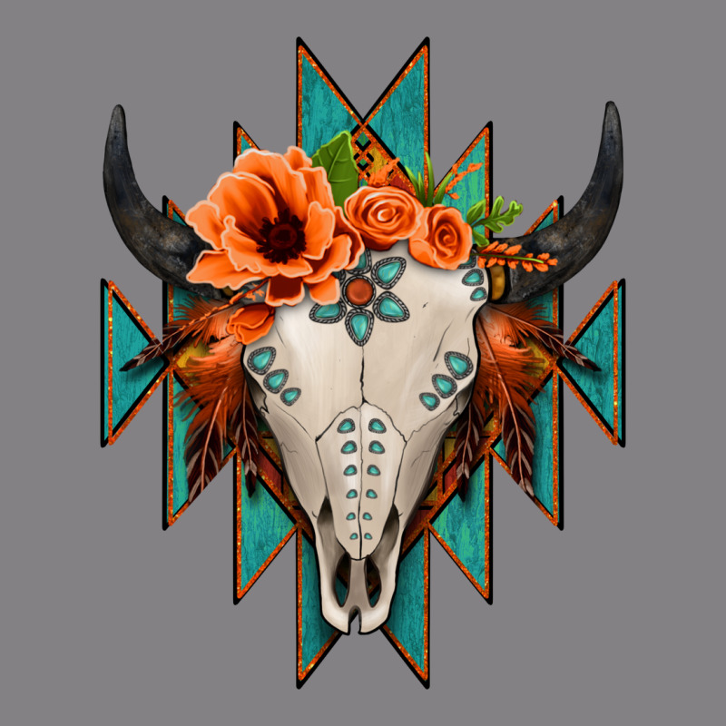 Aztec Turquoise Bull Skull Heavyweight Hoodie by Jasminsmagicworld | Teevron
