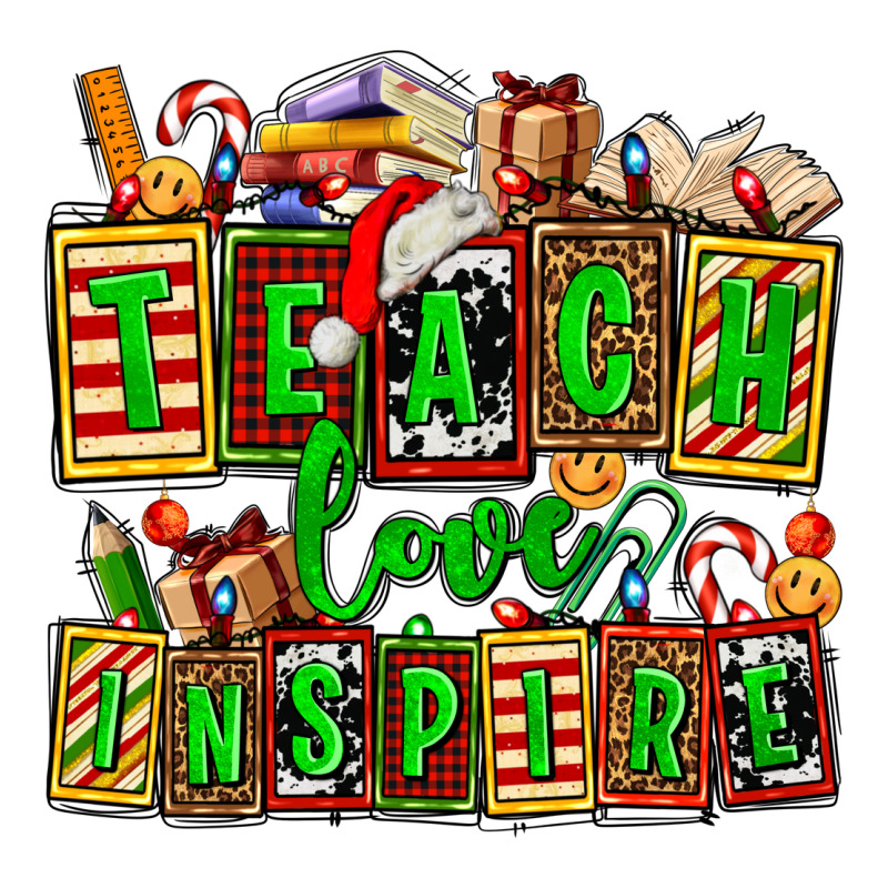 Teach Love Inspire With Christmas And Teacher Elements Zipper Hoodie by AdoDesignShop | Teevron