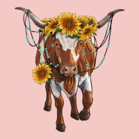 Longhorn Cow With Sunflowers Urban Heavy Tee | Teevron