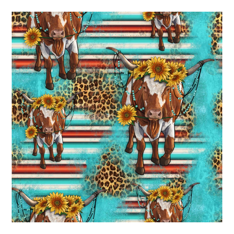 Longhorn Bull Seamless Pattern Long Sleeve Tee by HRA Design Shop | Teevron
