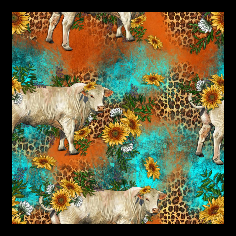 Western Charolais Cow Seamless Pattern Long Sleeve Tee by HRA Design Shop | Teevron