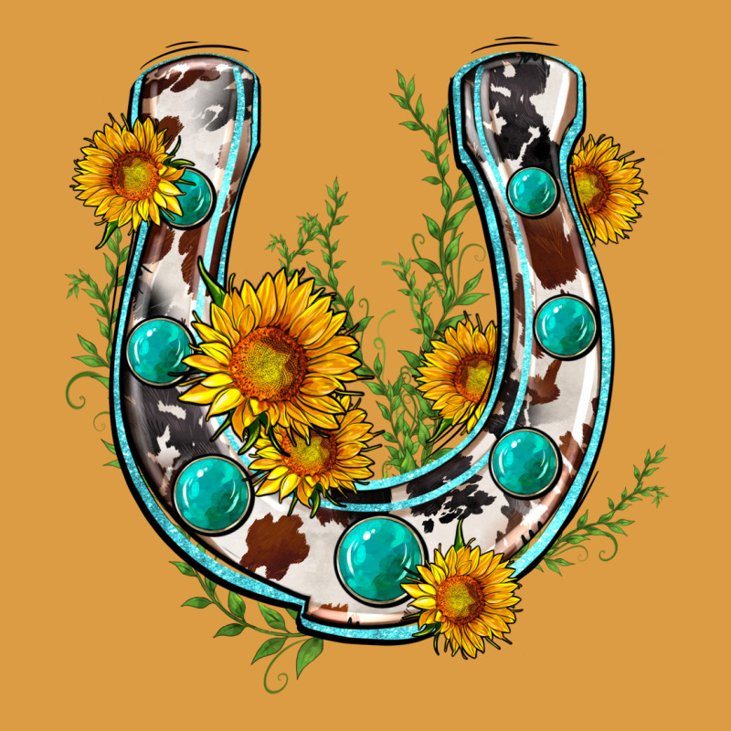Cowhide Sunflower Horseshoe Urban Heavy Tee by Zillion Design Studio | Teevron