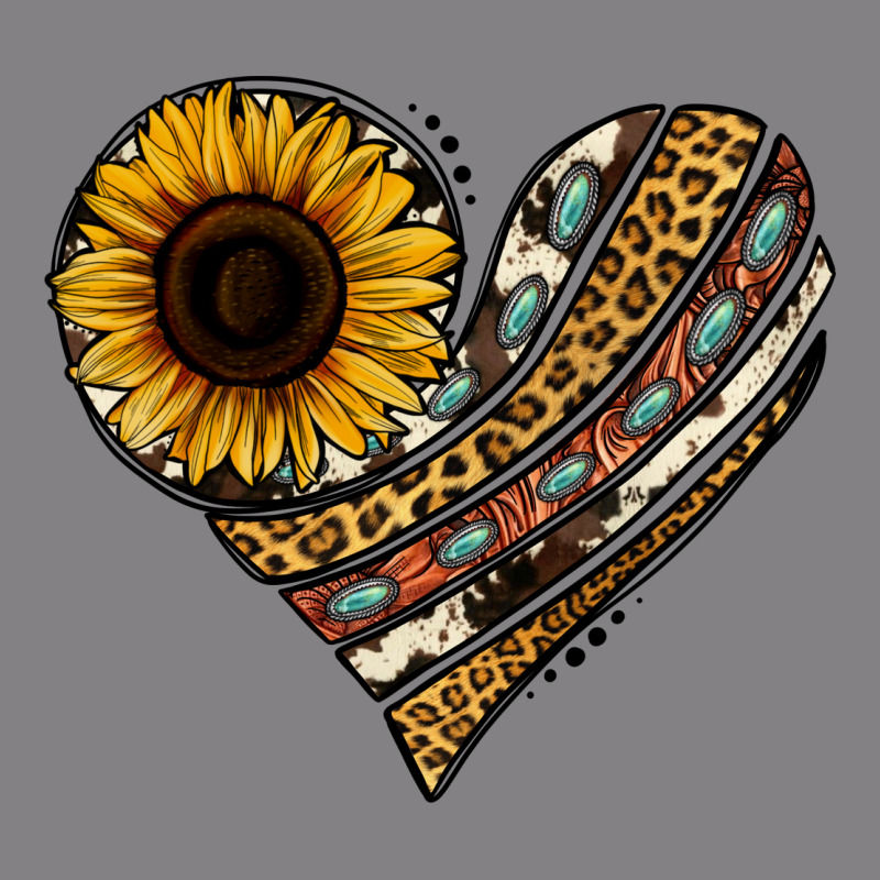 Western Sunflower Leopard Cowhide Heart Heavyweight Hoodie by Jasminsmagicworld | Teevron