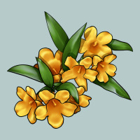 Yellow Jessamine Flower Illustrations Heavy Core Tee | Teevron