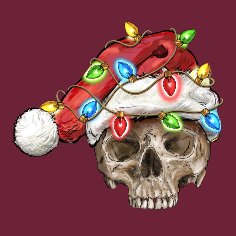 Christmas Skull With Santa Hat Long Sleeve Tee by FaDigitalArtStudio | Teevron