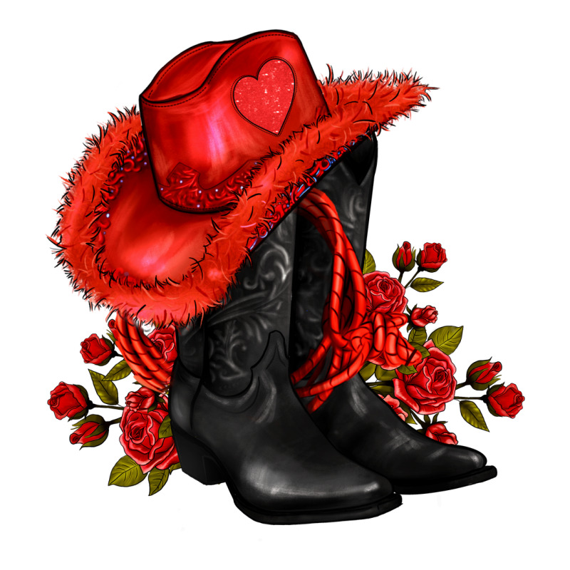 Valentines Day Cowboy Boots Red  And Roses Classic Tee by AdoDesignShop | Teevron