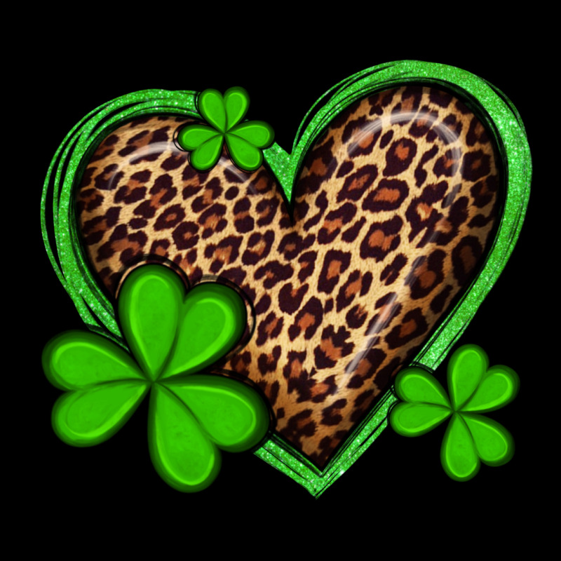 St Patricks Day Leopard Heart With Shamrocks Premium Tee by Artiststas | Teevron