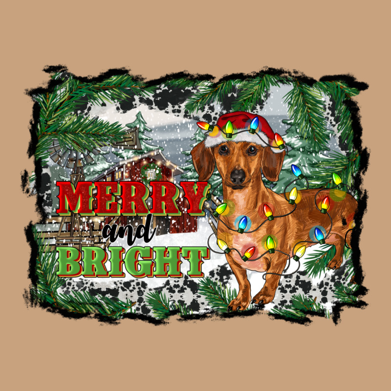 Merry And Bright  Dachshund With Farm Vintage Tee by RanaPortraitStore | Teevron