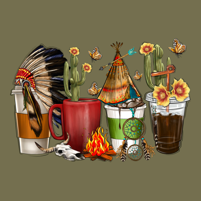 Coffee Cups Indian Headdress Vintage Hoodie by texasbilliewilder | Teevron