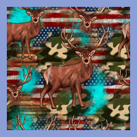 Hunting Deer American Flag Seamless Pattern Long Sleeve Tee | Teevron