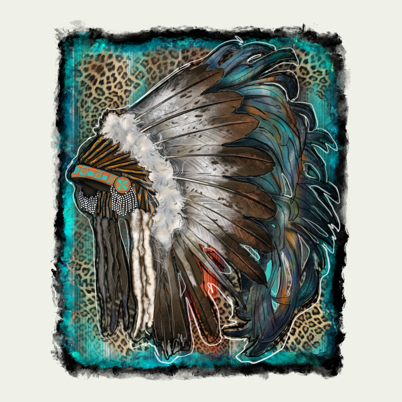 Indian Feather Headdress With Leopard Background Urban Heavy Tee by RanaPortraitStore | Teevron