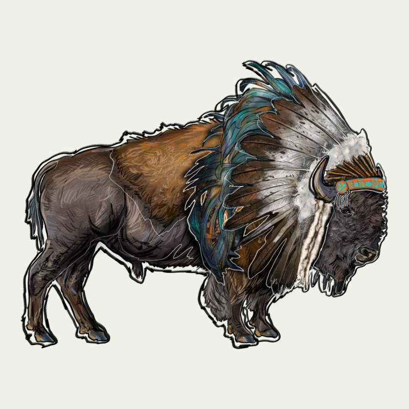 Bison With Indian Headdress Urban Heavy Tee by RanaPortraitStore | Teevron