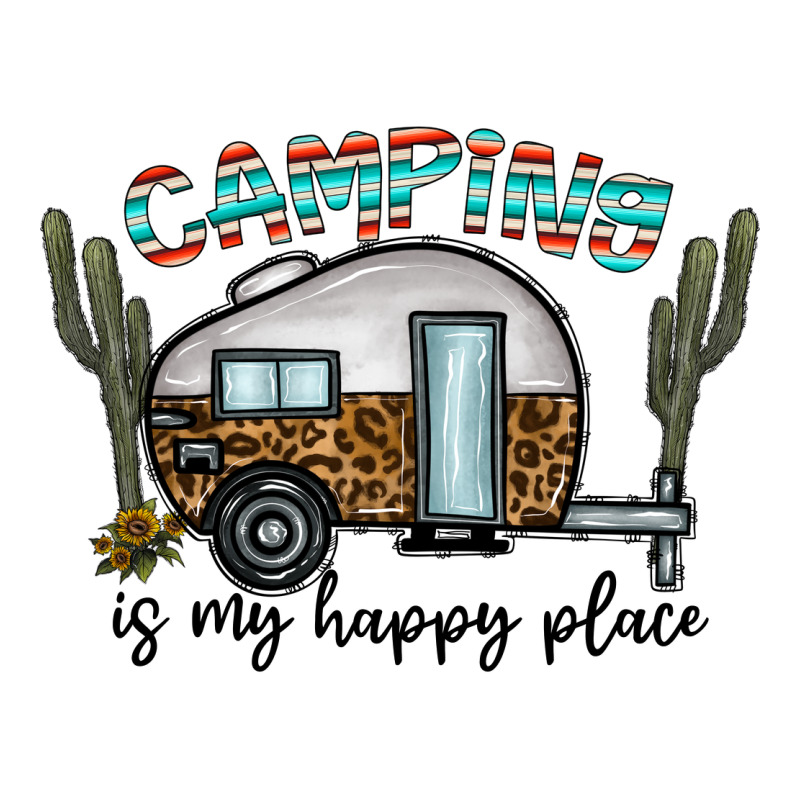 Camping Is My Happy Place Long Sleeve Tee by CowhideDigitalArt | Teevron