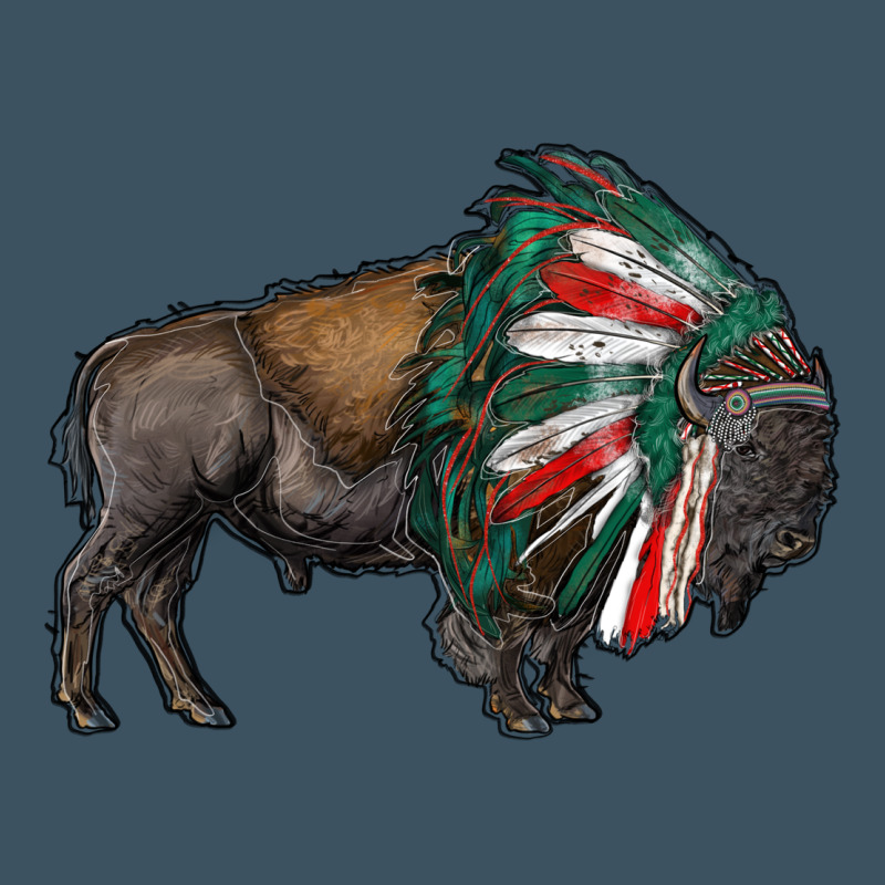 Mexican Bison With Indian Headdress Urban Heavy Tee by RanaPortraitStore | Teevron