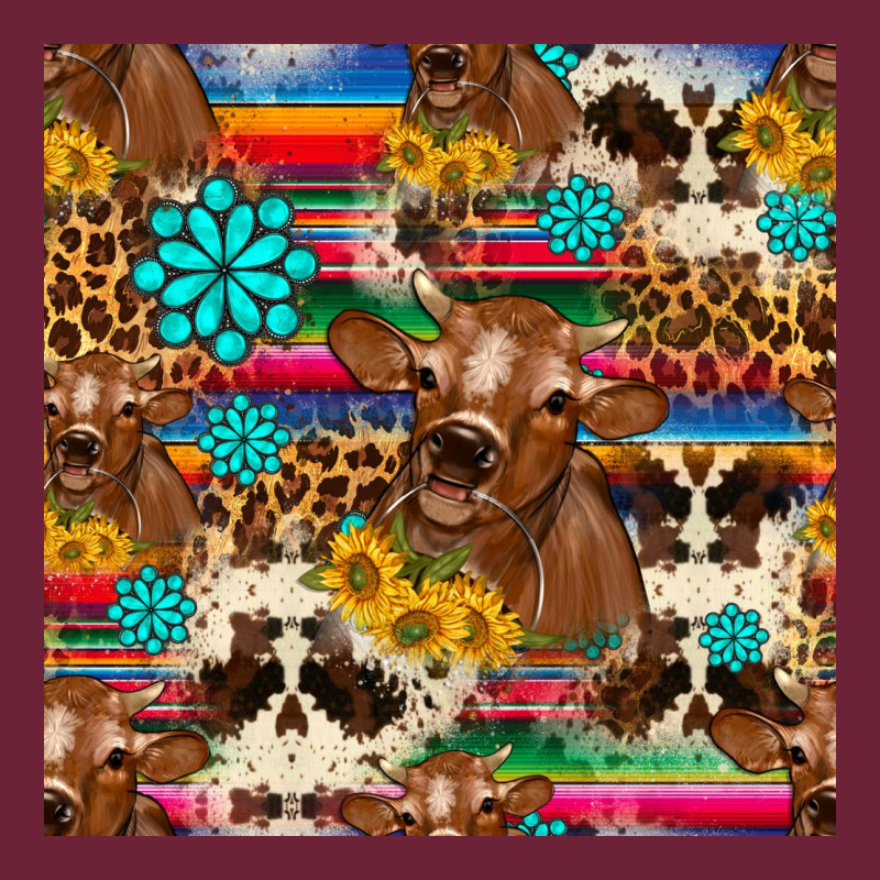 Western Sunflower Bucket Cow Seamless Pattern Long Sleeve Tee by HRA Design Shop | Teevron
