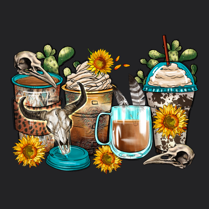 Bull Skull Coffee Cups Vintage Tee by Zillion Design Studio | Teevron