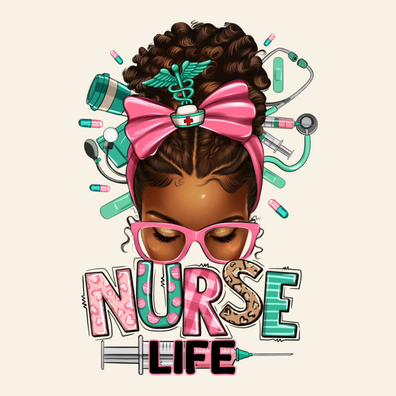Afro Messy Bun Nurse Life Vintage Tee by texasbilliewilder | Teevron