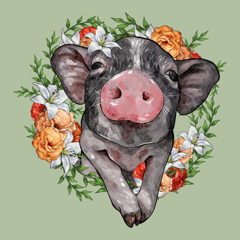 Baby Pig Floral Wreath Urban Hoodie by BarkalooDesign | Teevron