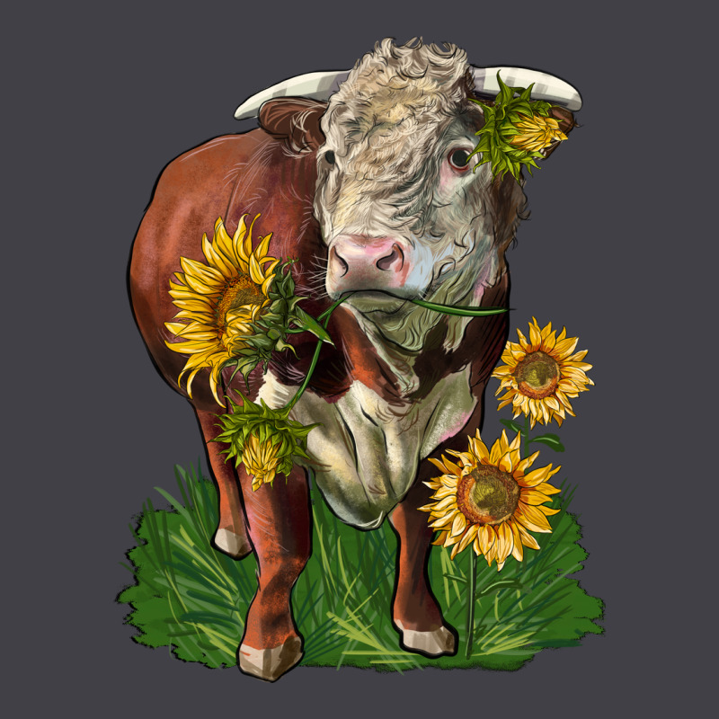 Hereford Bull With Sunflowers Heavyweight Hoodie by LillyAllenDesigns | Teevron
