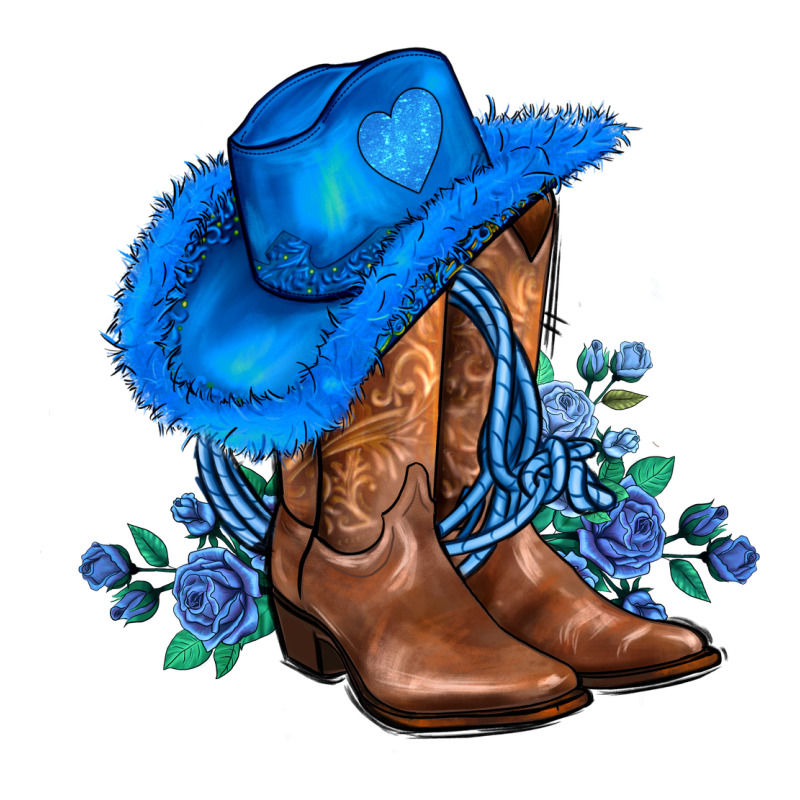 Valentines Day Blue Boots Cowgirl Hat And Roses Zipper Hoodie by AdoDesignShop | Teevron