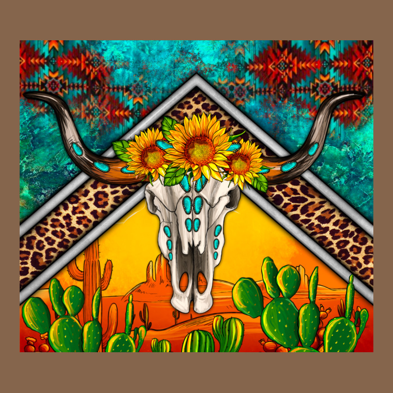 Western Sunflowers Longhorn Bull Skull Premium Tee by Artiststas | Teevron
