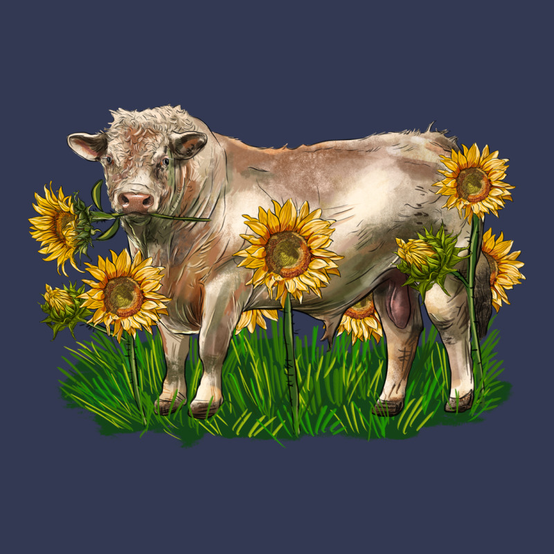 Charolais Bull With Sunflowers Heavyweight Hoodie by LillyAllenDesigns | Teevron