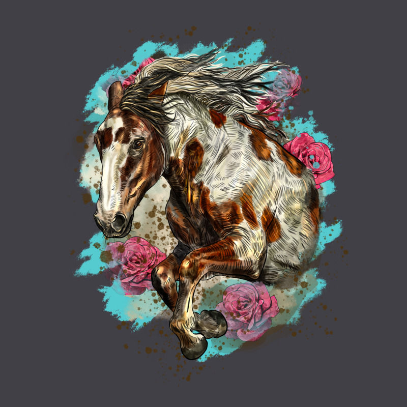 Mustang Horse With Floral Background Heavyweight Hoodie by LillyAllenDesigns | Teevron