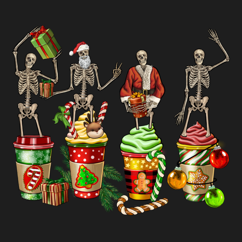 Christmas Skeleton Coffee Cups Classic Tee by FaDigitalArtStudio | Teevron